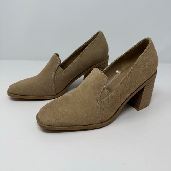 Joie Shoes - Joie Wevenly Suede Block Heel Loafers Women's 7.5 Tan Neutral High Heel NWOT